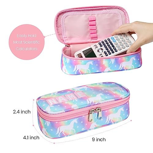 Image of Cambond Pencil Case for Girls - Cute Pencil Cases for Kids Teen Girls Big Capacity Pencil Box Special Pencil Pouch for School with Personalized Letter Cards and Slot, Rainbow Unicorn
