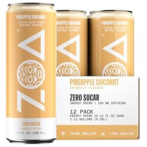 ZOA Zero Sugar Energy Drinks, Pinea...