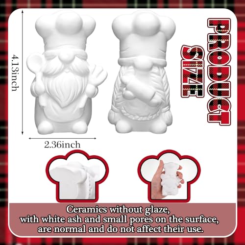 Kit de figuras de cerámica Chef Gnome para pintar 2 piezas 4 in miniatura 2