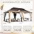 YOLENY 12'x20' Hardtop Gazebo, Wood Grain Aluminum Frame Pergola with Galvanized Steel Roof, Outdoor Metal Gazebos with Curtains and Nettings for Patio, Backyard, Deck and Lawns