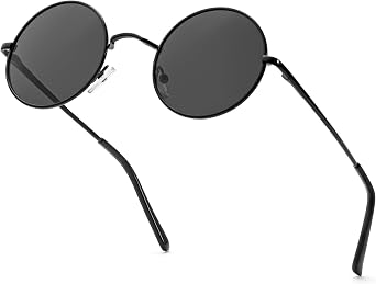 HENGOSEN Polarised Round Sunglasses Mens Retro Circle Sunglasses for Men Women Metal Sun Glasses Hippie Travelling Driving