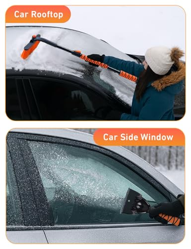 Image of EcoNour 44.7 inch 3 in 1 Snow Brush for SUV, 360 Pivoting Extendable Long | Snow Brush for Car, Snow and Ice Scrapers for Windshield with Ergonomic Foam Grip for Car Truck SUV, Winter Car Accessories