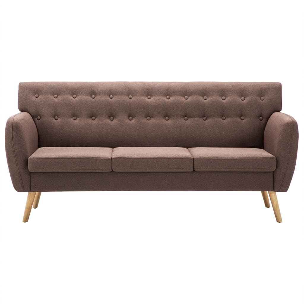 vidaXL 3-osobowa sofa tapicerowana tkaniną, 172x70x82 cm, brązowa