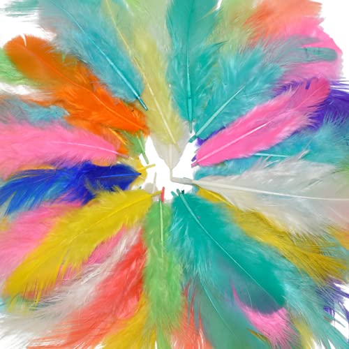 Image of Asian Hobby Crafts Natural Dyed Feathers for Craft Projects & Dream Catcher Making | 50 Premium Multicolor Feathers (4-5 inch Approx.) for Decorations & Art Creations | Bright & Vibrant, Multi-Pack