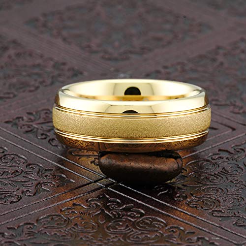100S JEWELRY Engraved Personalized Tungsten Rings For Men Women Gold Wedding Band SandBlasted Finish Dome Edge Sizes 6-164
