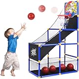 AOKESI Arcade Basketball Game Set for Kids, Toddler Mini Basketball Hoop with 4 Balls Indoor and Outdoor Sports Toys Gifts for Boys Girls Aged 3-4 5-6 7-12 Years Old Adjustable Height Stand