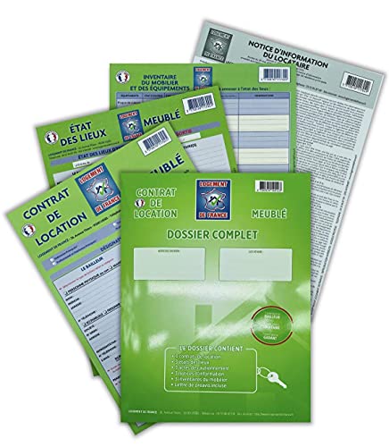 Contrat complet de location meublé dossier tout inclus (3 baux de location, 3 états des lieux, 3 notices d’informations, 3 actes de cautionnement et lettre de préavis) Cover