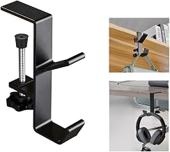 Clamp-On Under Desk Hook for Headphones, Bags & Keys, Fits 1–5cm Desks | Black No nails or screws required. The nuts provide a more secure fix. Adjustable spacing. Strong load-bearing capacity.