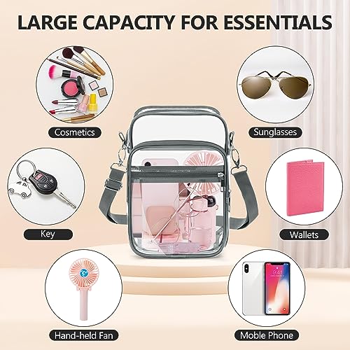 Image of Blvornl Clear Crossbody Bag with Adjustable Shoulder Strap, Stadium Approved PVC Purse Bag, Messenger Bag
