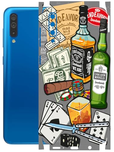 Image of AtOdds - Full Body Back Screen Guard Protector Film - Lamination Wrap Skin Sticker Compatible with Samsung Galaxy A50 | Scratchproof Matte Finish (Wine Graffiti)