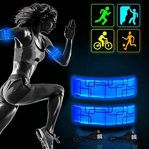 YYDSXK LED Armband Aufladbar, 2 Stück LED Armband Joggen Leuchtarmband, LED Armband Kinder Nacht Sicherheits Armband, Reflektorband für Joggen Radfahren Klettern Outdoor Sports Konzert