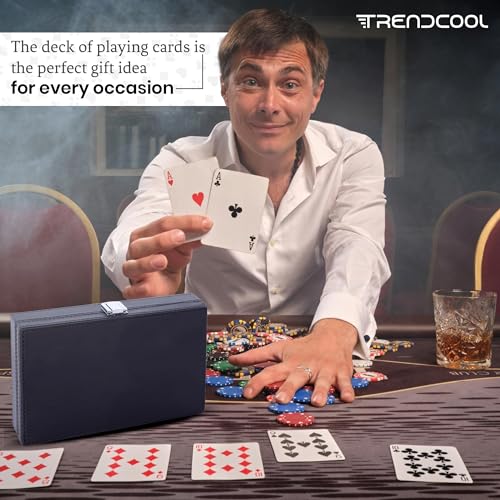 Professionelle Poker-Karten, Poker-Deck, Brettspiel mit Kunstlederbox, weißes Poker-Deck (DOB White/White) – Bild 8