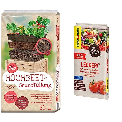 Universal Bio Hochbeet-Grundfüllung 60 Liter & Bio-Erde Lecker 20 Liter - Gemüseerde für Hochbeete, Tomaten, Chili, Beeren, Gurken, Kräuter - torffrei und vegan Universal Bio Hochbeet-Grundfüllung 60 Liter & Bio-Erde Lecker 20 Liter - Gemüseerde für Hochbeete, Tomaten, Chili, Beeren, Gurken, Kräuter - torffrei und vegan