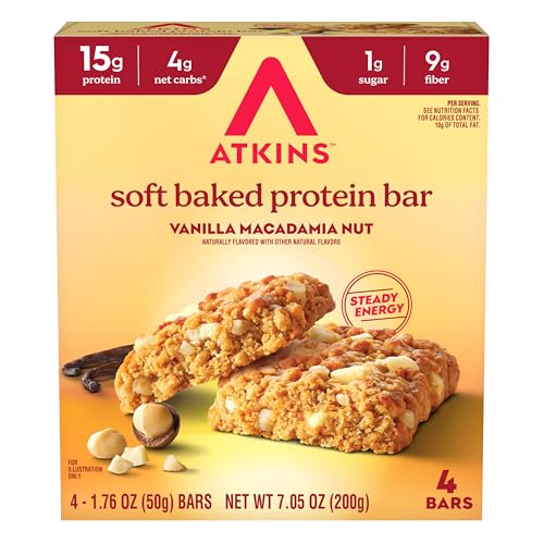 High Protein Vanilla Macadamia Nut Soft Baked Bars by Atkins