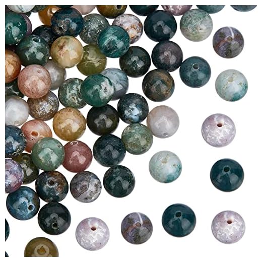 OLYCRAFT 90 cuentas de piedras preciosas de ágata india de cuentas de ágata natural redondas hebras de cuentas de piedras preciosas para hacer joyas