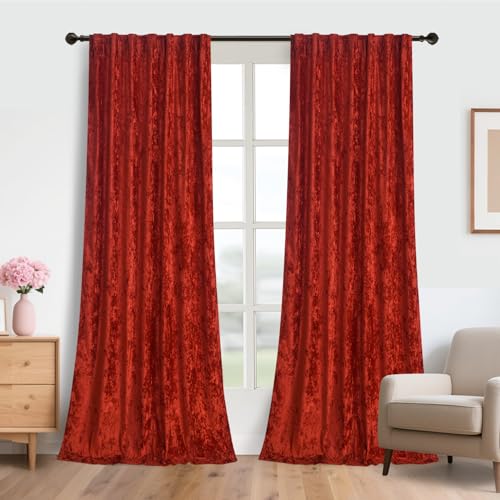 gisewood Holiday Red Theater Velvet Curtains Red - Winter Season