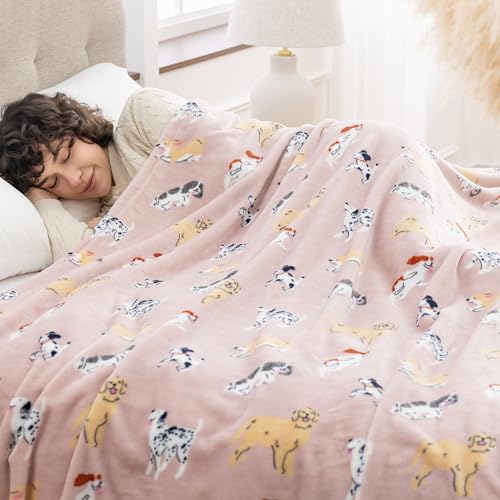 Sushing Cartoon Fleece Blanket Cute Animal Characters Plush Home Decor Soft Lightweight Gift for Adults Kids Machine Washable 90in x 90in Pups