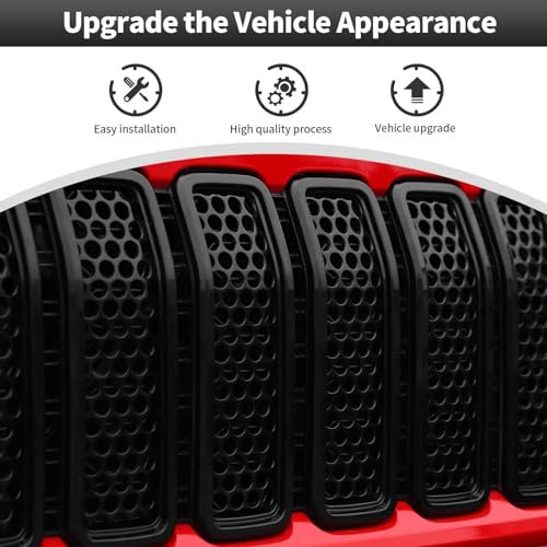 Image of CheroCar for JL Mesh Front Grille Insert & Headlight Turn Light Cover Trim Exterior Accessories for Jeep Wrangler JL JLU & Gladiator JT 2024-2026