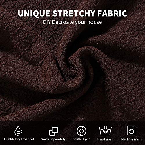 smiry Stretch Chair Seat Covers for Dining Room Chocolate Set of 2 Jacquard Dining Chair Seat Protectors Chair Slipcovers - Image 4