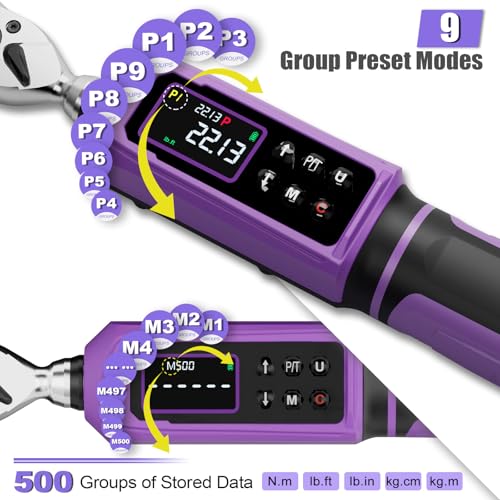 Image of ANPUDS Digital Torque Wrench, ±1% Accuracy, 0.33-22.13 Ft-lb | 1 /4 Drive, Vibration /Buzzer /LED Flash Alert, Dual Direction Ratchet Electric Torque Wrench, for Bike Motorcycle