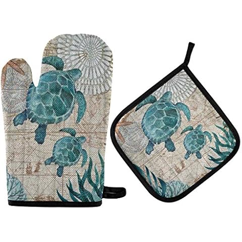 Mnsruu Sea Turtle Oven Mitt Set Cover