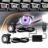 spnanma Demon Eye Headlights for Cars and Motorcycles, 2PCS LED Dynamic Devil Eyes Light Kit with HD Lens, 6 Animated Eye Patterns, Universal 12-36V Eyeball Lights for Headlight or Fog Light