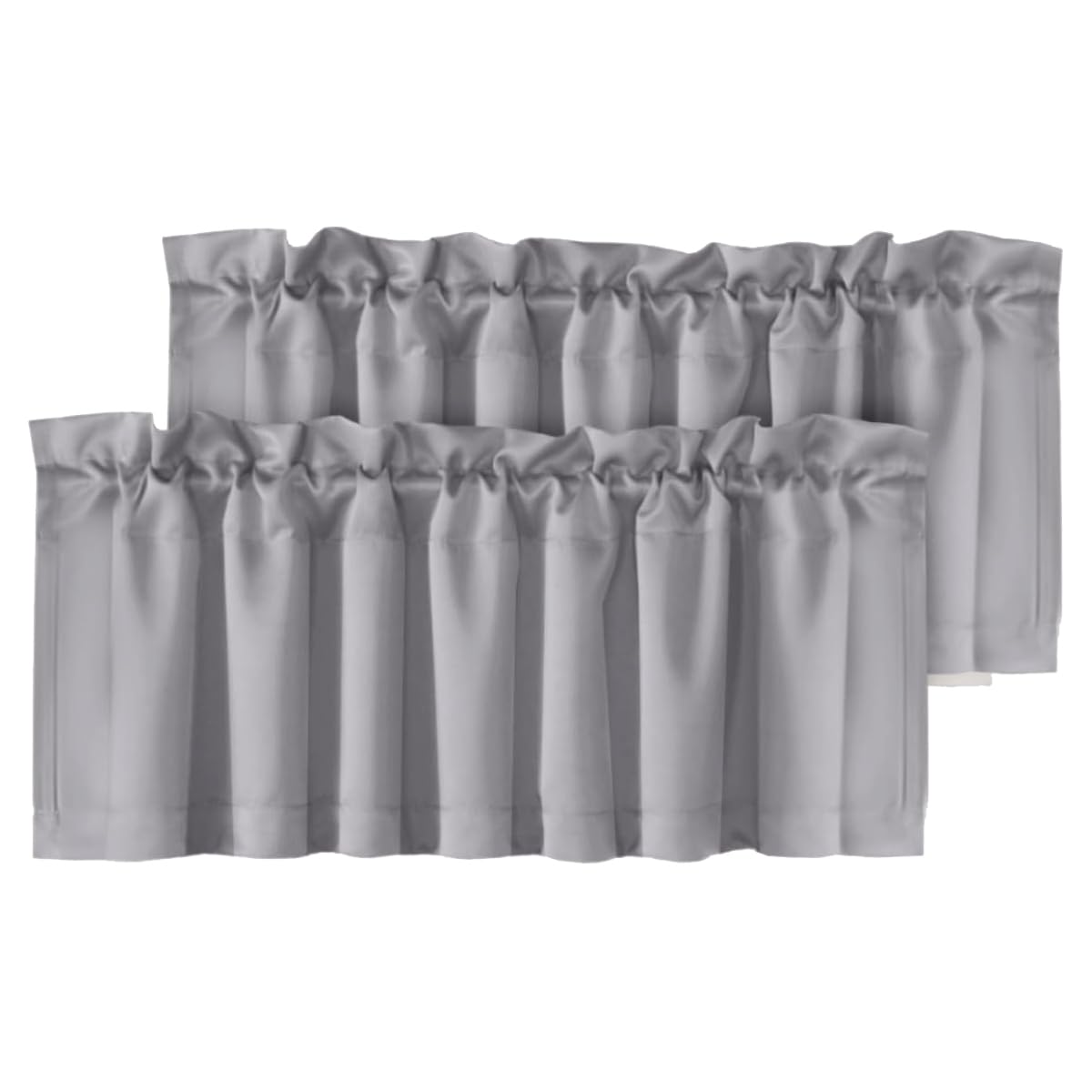 H.VERSAILTEX Blackout Grey Valances for Windows，Kitchen Curtain Valances for Living Room/Bedroom/Bathroom Privacy Decorative Rod Pocket，2 Packs，52" W x 18" L, Dove GrayOEKO-TEX STANDARD 100