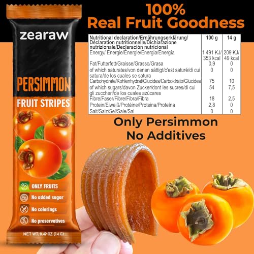 Image of ZEARAW Healthy Fruit Snacks for Adults and Kids - 30 Fruit Leather with Dried Apple-Pear, Apple-Raspberry, Persimmon - Vegan Low-Carb Variety Pack Strips for Kids - Sugar Free Bars
