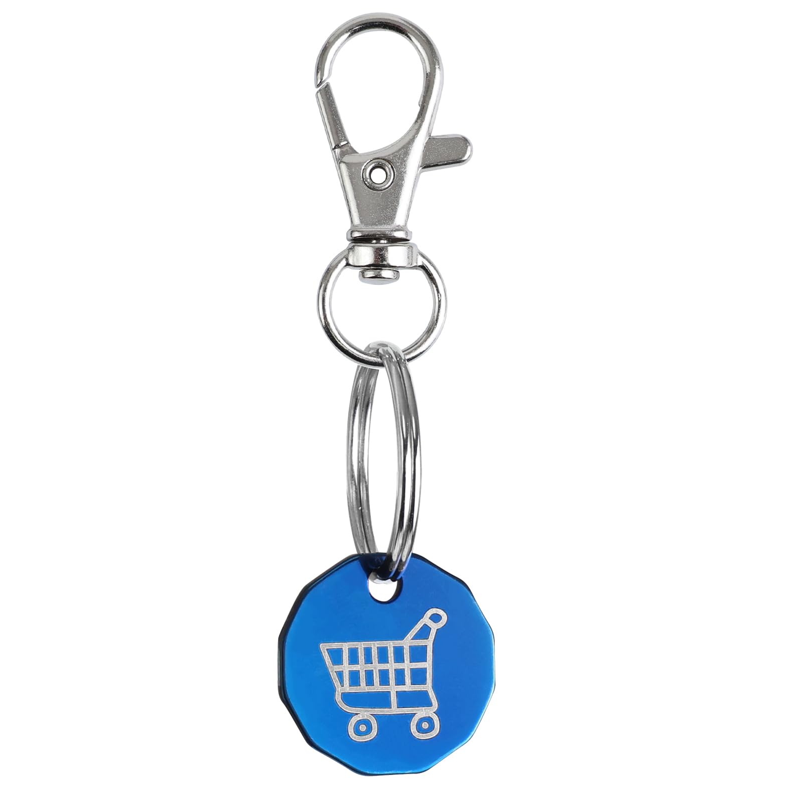 Fachoi Unisex Blue Trolley Token Keychain, Stainless Steel Trolley Coin Keyring Shopping Trolley Token For Removable Supermarket Keyrings Grocery Shopping Cart F4-Gwcb (Blue)