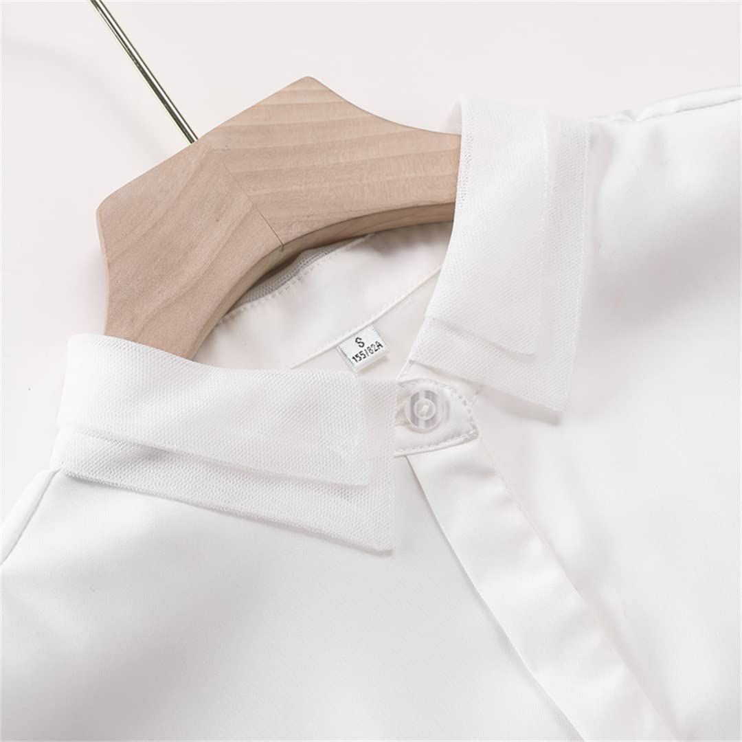 Femmes été en Mousseline de Soie Blouses Formelles à Manches Courtes col en V Bureau Dames Chemise de Travail décontracté lâche T-Shirts
