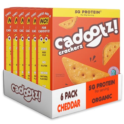 cadootz! Organic Seed Oil Free Protein Crackers, GF, Cheddar, 6 Pack - image 1