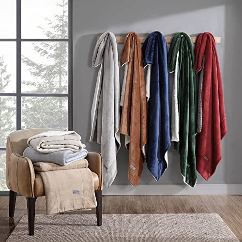Eddie Bauer - Throw Blanket, Reversible Sherpa Fleece Bedding, Home Decor For All Seasons (Solid Brown, Throw) #TOP3