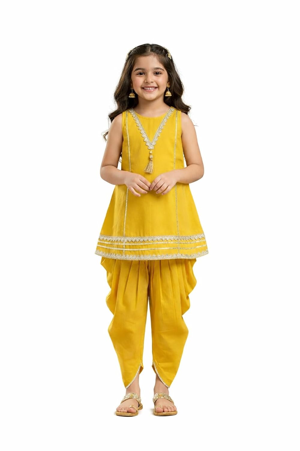 The Magic Wand Girls Cambric Cotton Sleeveless Lace Detailed A-Line Kurta and Dhoti Set Ethnic Traditional Suit Salwar Fes... - Review, Price and Buying Guide