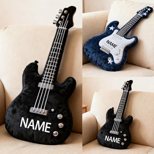 XIAO.Z Personnalisé Guitare Basse à thème Oreiller Musique Amant guitaristes Cadeaux, nom...