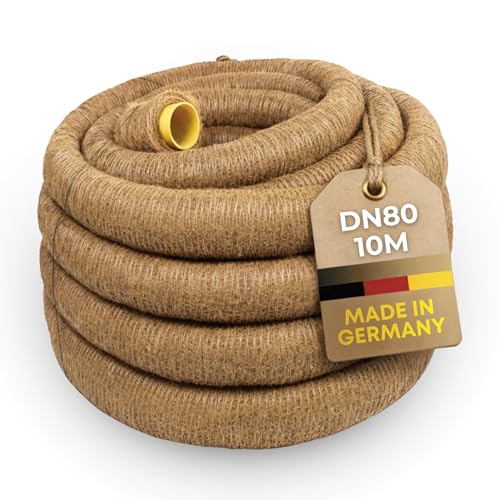 Doubleyou Tissu non tissé & matériaux de construction | Drainage en noix de coco | Tuyau de drainage avec revêtement en noix de coco | DN80 perforé | 10...