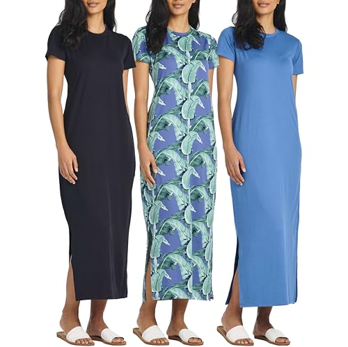Plus Size Women's Casual Maxi Dresses: 3-Pack with Short Sleeves by Real Essentials