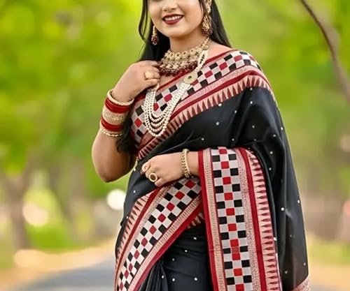 Generic black sambalpuri silk saree – image 2