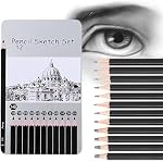 Lemical Professional Sketch pencils 12pcs/set (14B - 4H) Graphite Sketching Pencils Sketch Drawing Pencils Set for Art Drawing Shading Art Supplies
