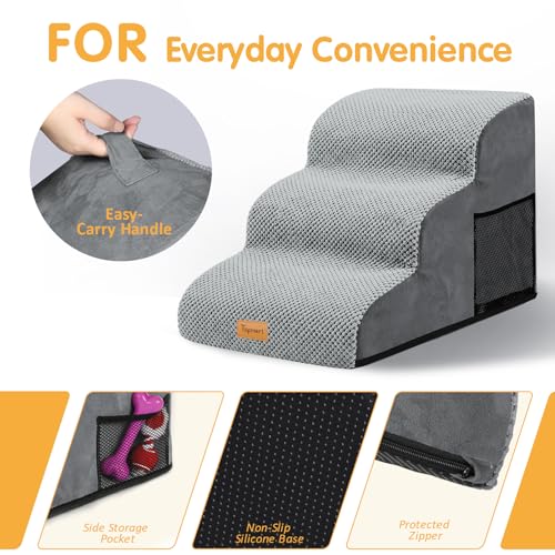 Image of Topmart 3 Tiers Foam Dog Ramps /Steps,Non-Slip Pet Steps,Extra Wide Deep Dog Stairs,High Density Foam Pet Stairs /Ladder,Best for Older Dogs,Cats,Small Pets | Extra Wide Deep Dog Stairs,High Density Foam Pet Stairs /Ladder,Best for Older Dogs,Cats,Small Pets