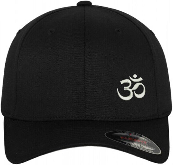 OM Yoga symbol embroidered flex fit baseball cap- Black cap, fitted cap