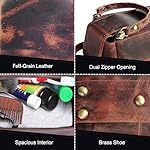 Rustic Town Leather Wash Bag for Men - Travel Toiletry Bag - Shaving Dopp Kit Toiletries Organizer - Leather Makeup Bag for Women - Image 3