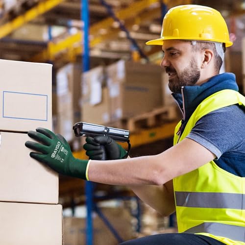 Image of KAYGO Safety Work Gloves for Men Women, PU Coated Palm & Fingers, KG11P | Smooth Grip, Breathable & Lightweight, 13-Gauge Seamless Knit, for Light Warehouse, Manufacturing, Gardening