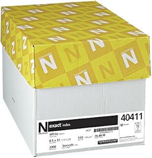 Neenah Exact Index Cardstock, 8.5" x 11", 110 lb/199 gsm, White, 94 Brightness, 2000 Sheets (40411)