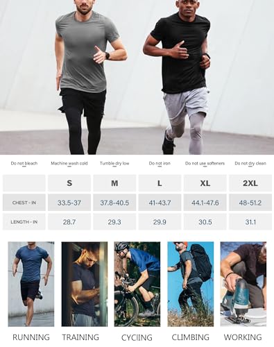 Kinglaman Mesh Workout Shirts For Men Dry Fit Gym Shirts Quick Dry Athletic Short Sleeve Sports T-Shirt Moisture Wicking 1 Black 1 Gray 1 Blue 1 Light Blue 1 Wine Large thumb #4