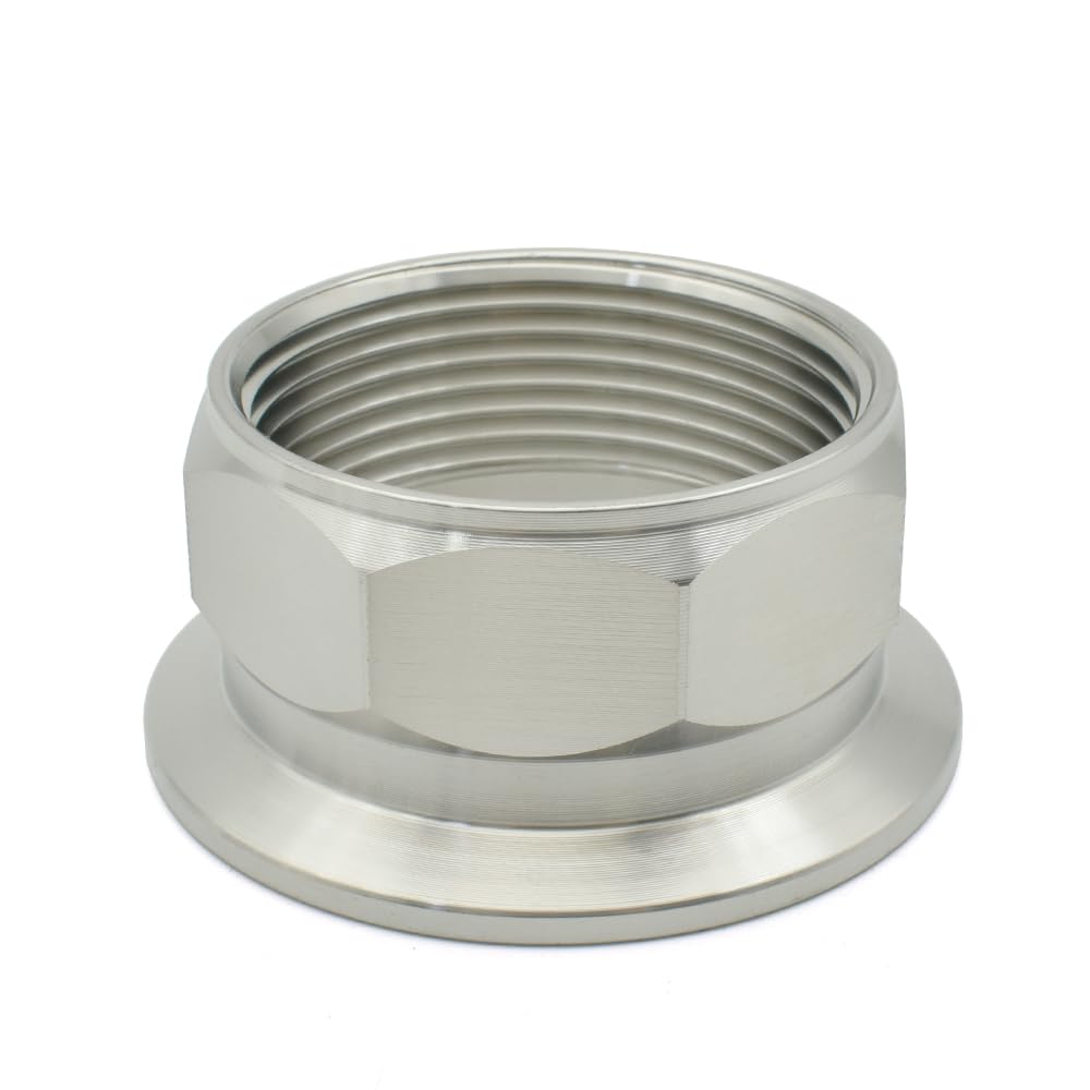 1PC 2" DN50 BSPT 304 Stainless Steel Internal Thread Hexagonal 64mm Tube Fittings Three Clip Brass Hose