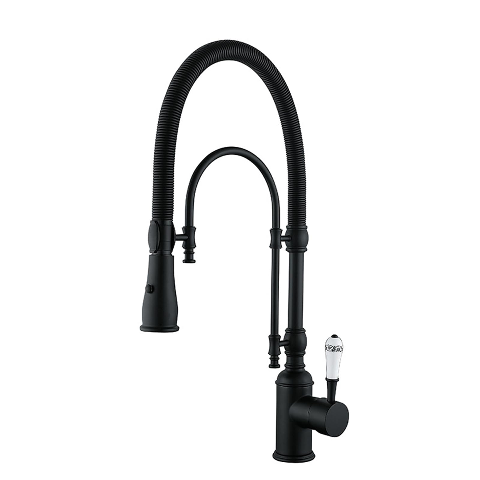 Kitchen Tap Spring Black Flexible Spout Brass 2 Mode 360° Rotation-Black