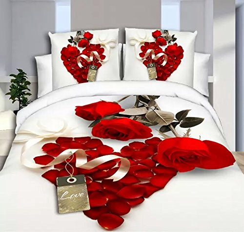 5D Rose Floral heart shape Print Queen 