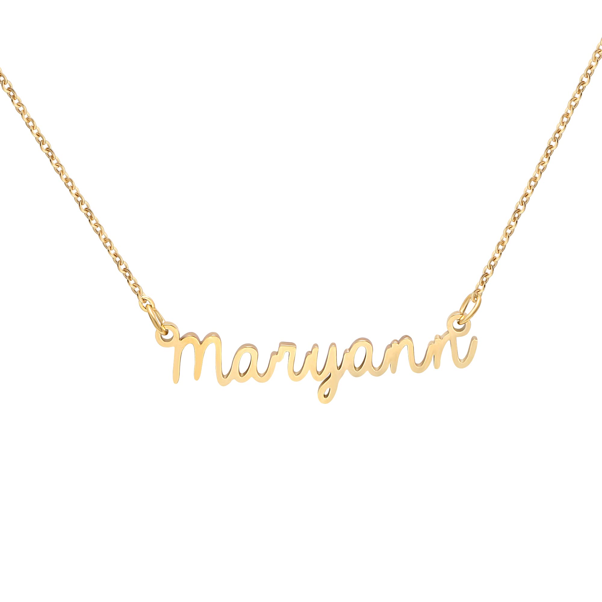 Yiyang Personalized Name Necklace 18K Gold Plated Stainless Steel Pendant Jewelry Birthday Gift for Girls