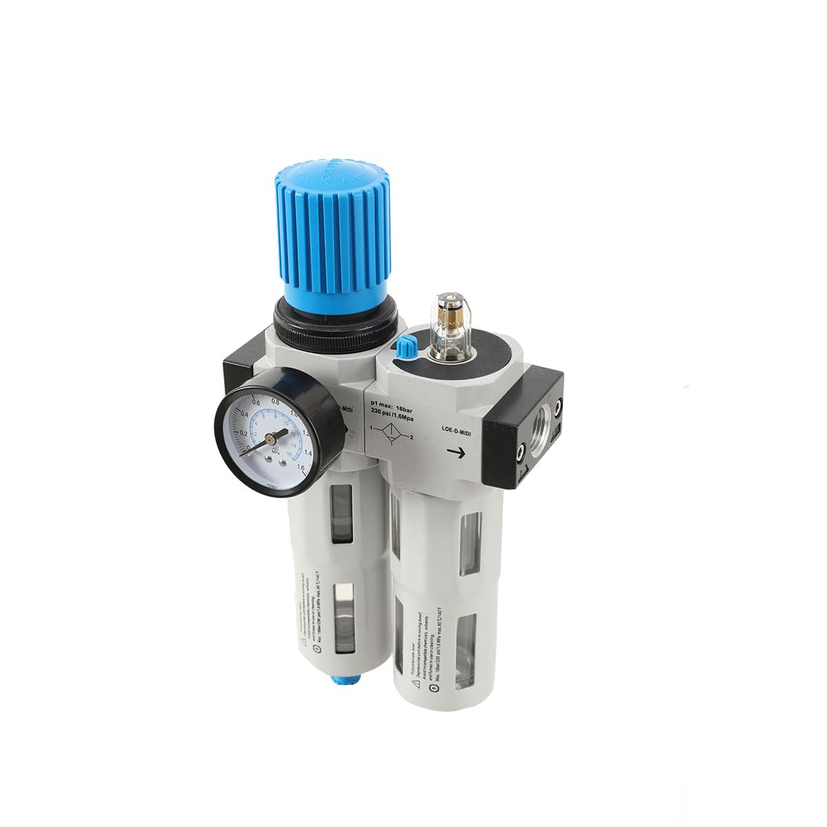 G 1/2 Filtro de compresor de aire, separador de agua, 2 piezas, unidades de mantenimiento, regulador de aire comprimido con manómetro (G 1/2 / drenaje automático con flotador)