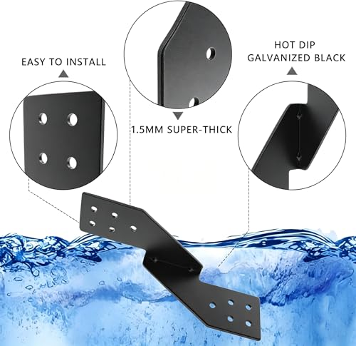 Image of 50pcs 16-Gauge Thick Hurricane Straps, Black Powder-Coated Rafter Ties | Heavy Duty Right Rafter Brackets, Strong Hurricane Clips, Tie Brackets for House, Roof Trusses, Shed, Building (Right)